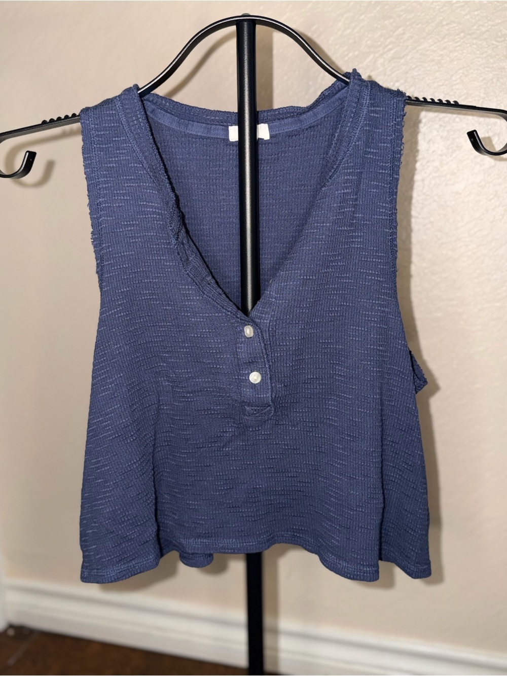 aerie Sleeveless V-Neck Navy Blue Crop Top